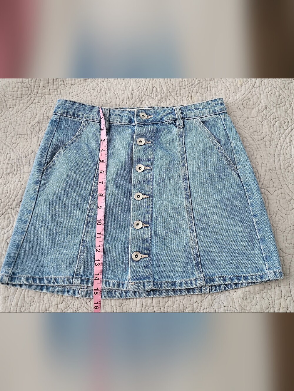 Ardene Light Blue Denim A-Line Button-Front Skirt